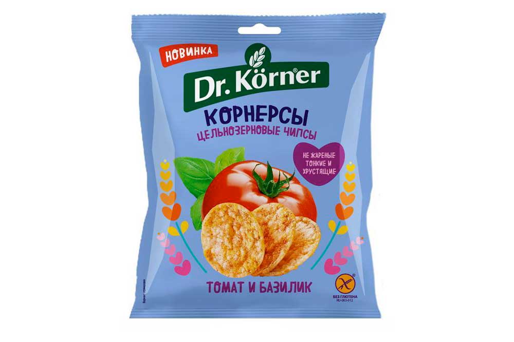 Чипсы кукурузно-рисовые DR KORNER с томатом и базиликом